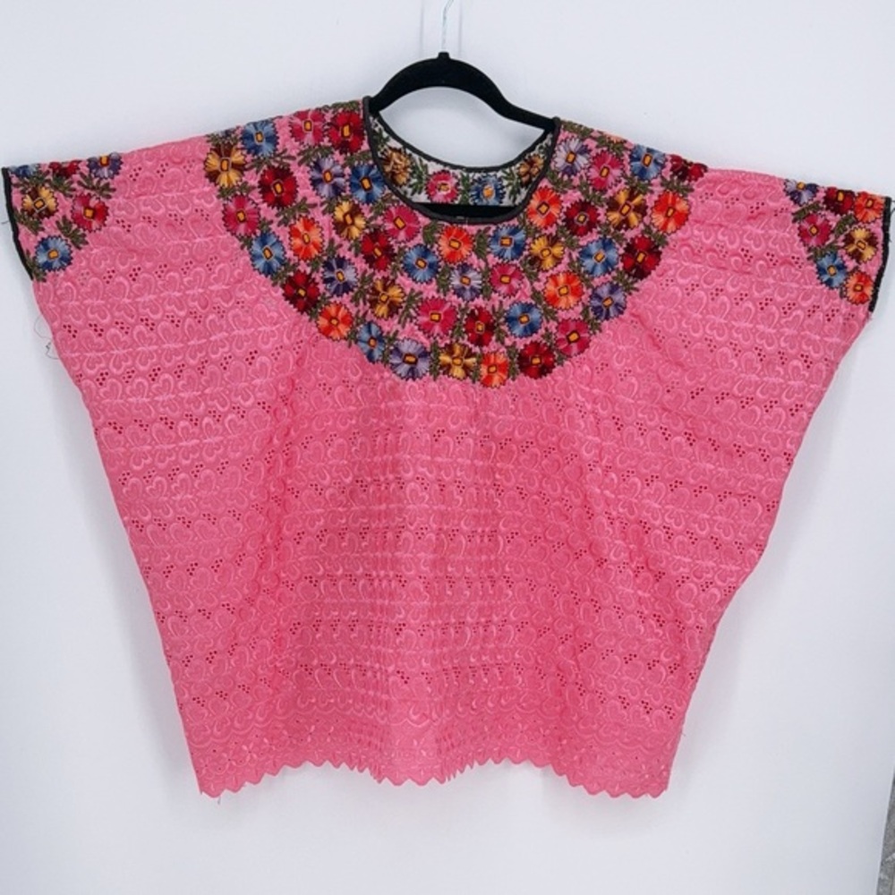 Guatemalan Huipil Blouse Cover Up, hand-embroidered - Picture 1 of 9